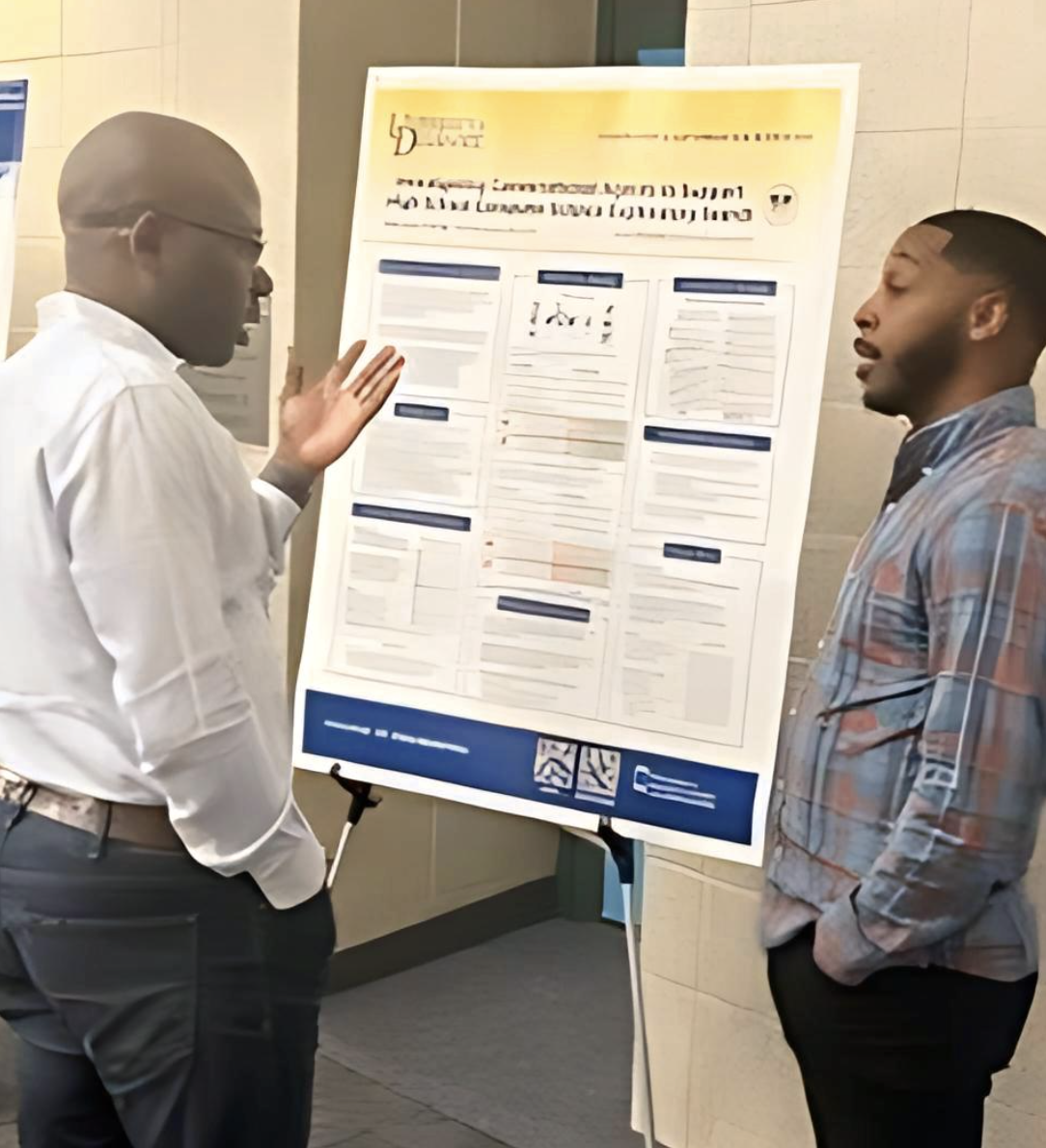 Presenting research at poster session