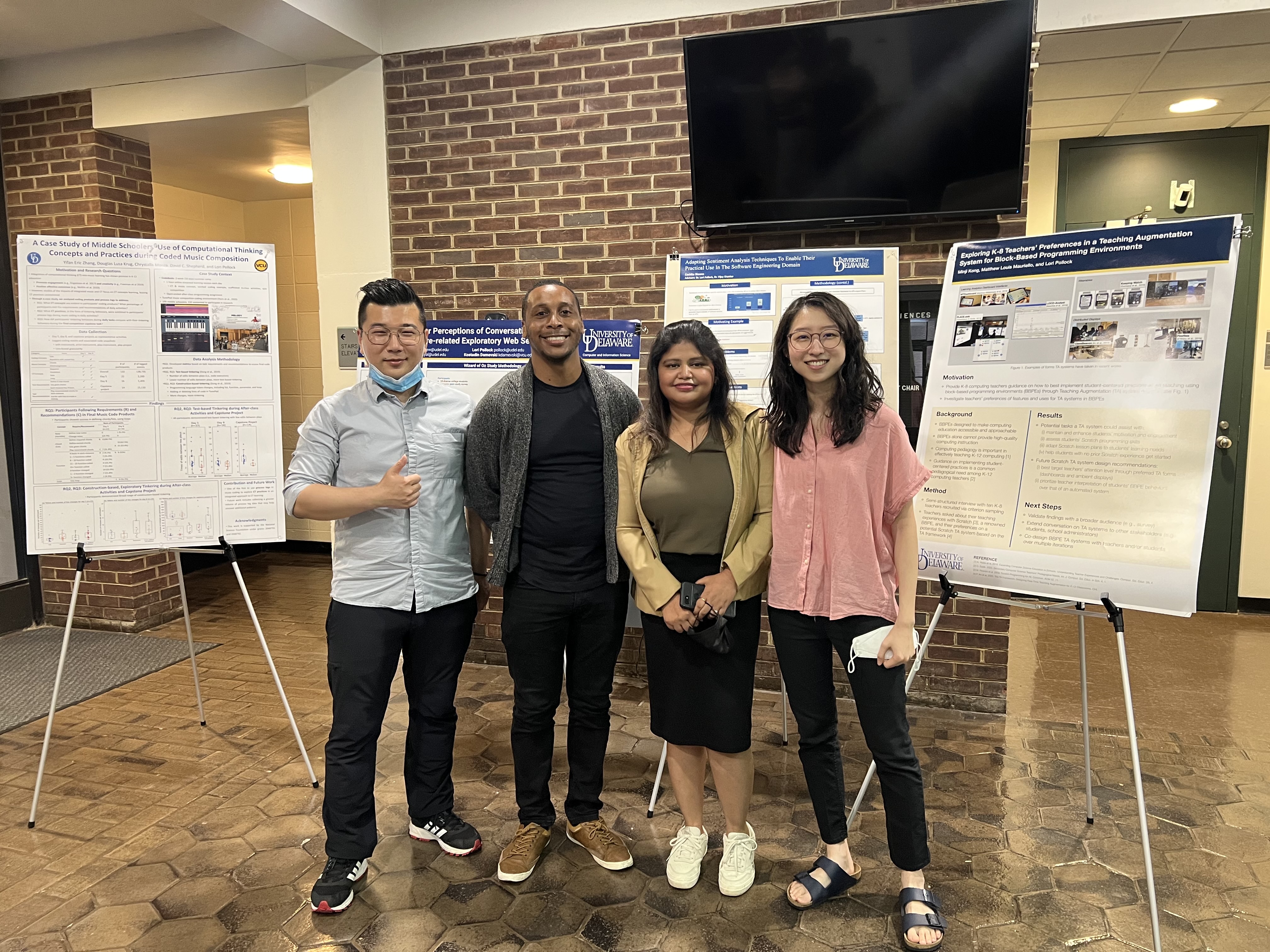 Presenting research with collaborators at the University of Delaware on conversational agents, AI-supported learning, and software engineering education